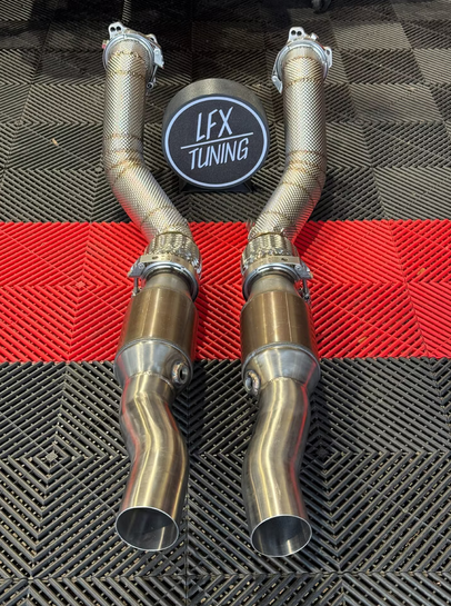 LFX S4/RS4 B5 - Downpipes mit HJS ECE Katalysatoren (76mm, opt. V-Band System/Thermoisolierung)